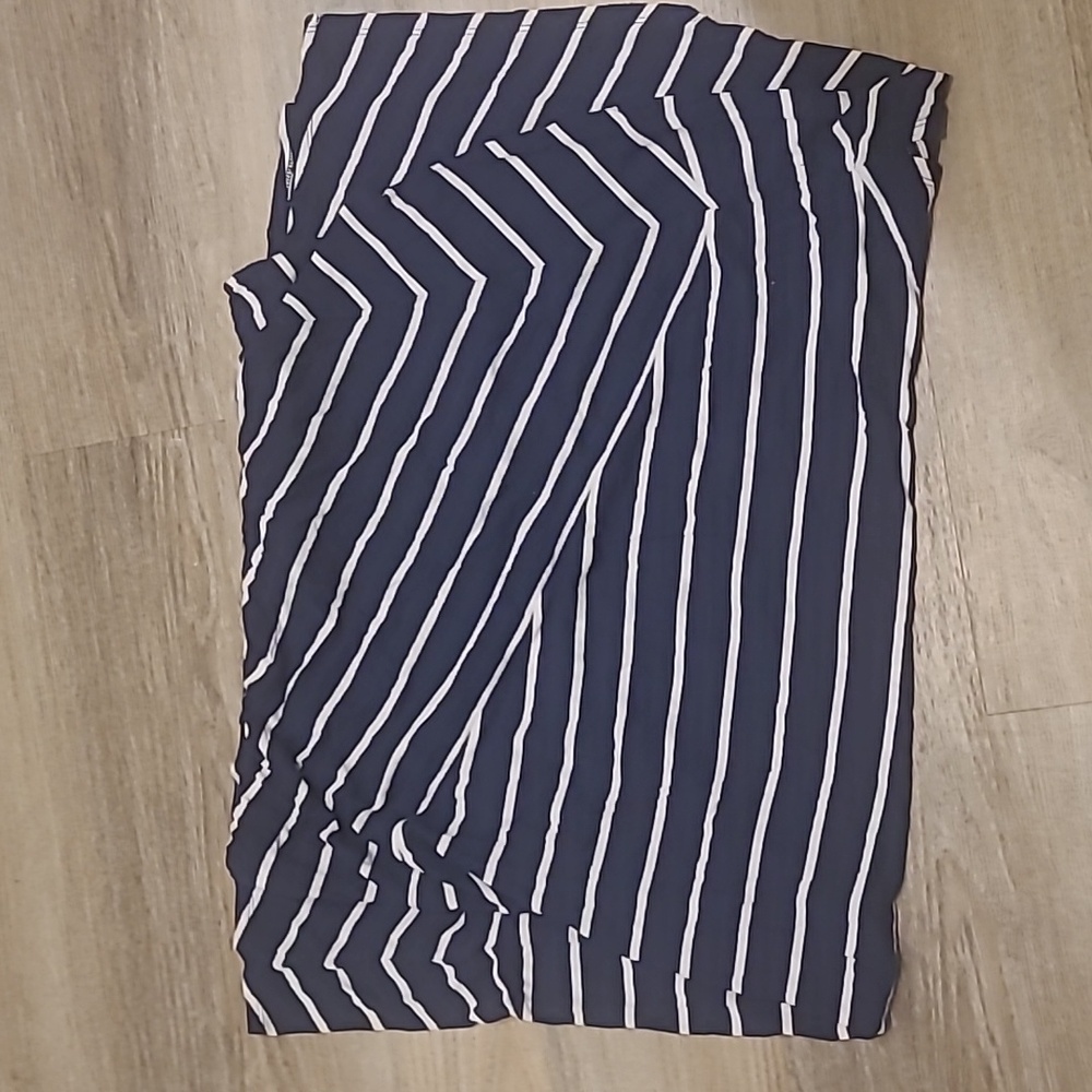 Navy Striped Long Skirt